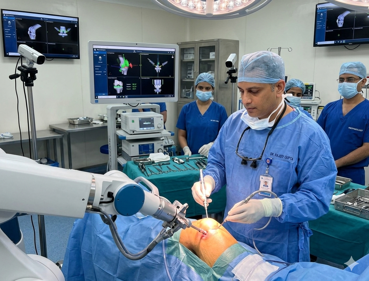 Robotic knee replacement surgery